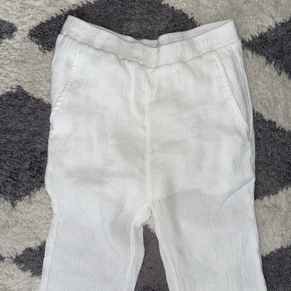 Bershka White Straight Leg gauze textured Pants size S - Picture 3 of 14